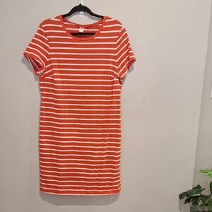 Old Navy Orange and White Striped Mini Dress Form Fitted XL
